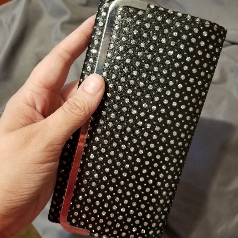 Black glitter clutch